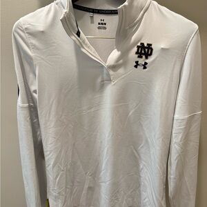 Notre Dame Under Armour White Long Sleeve Shirt with Logo